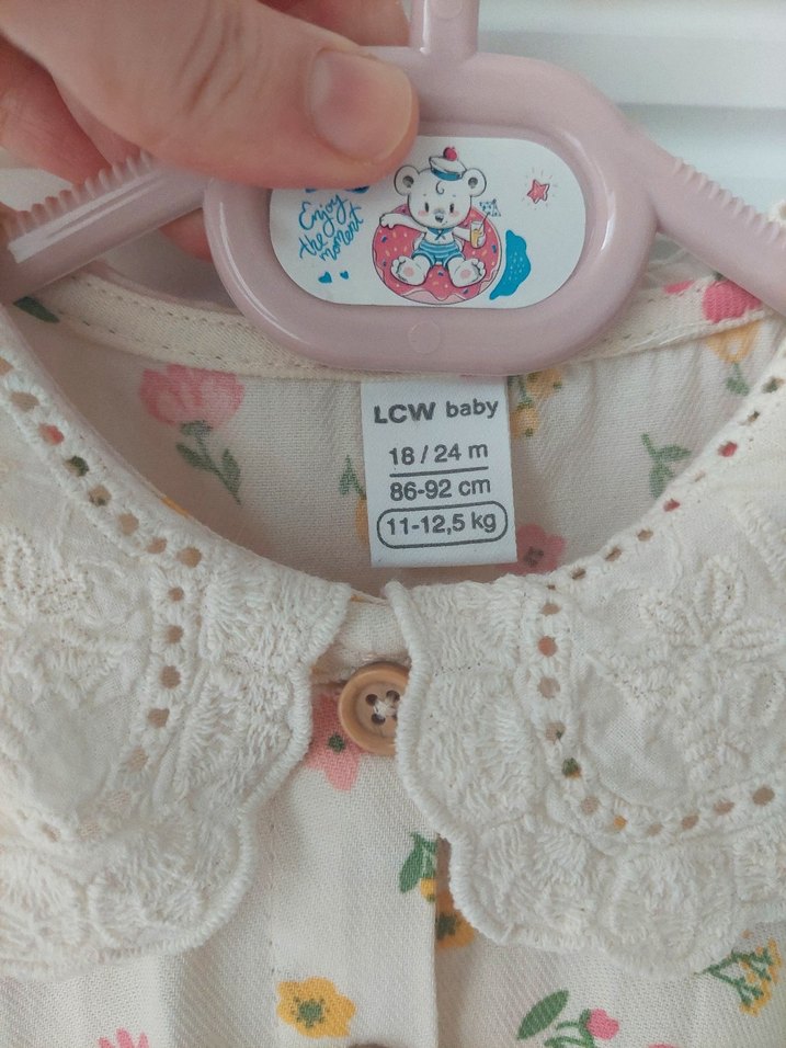 Dantel Yakalı Pastel Bej Kız Elbise - Görsel 5