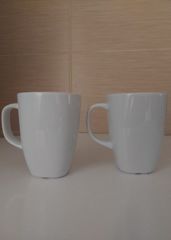 Beyaz Çift Kupa Seti, Kalp Desenli - Görsel 2