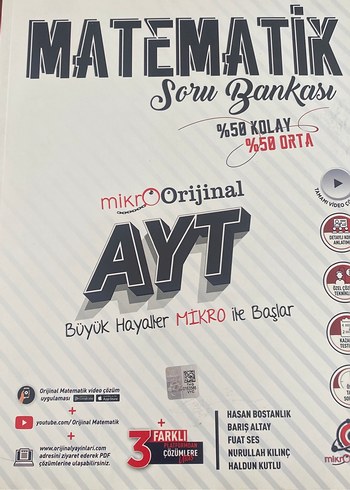 AYT Matematik Soru Bankası %50 Kolay Orta