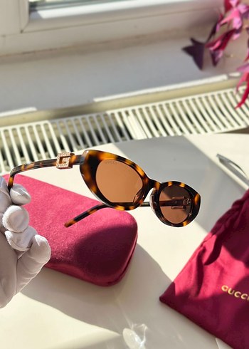 Gucci Parlak Kahverengi Kadın Güneş Gözlüğü - Görsel 4