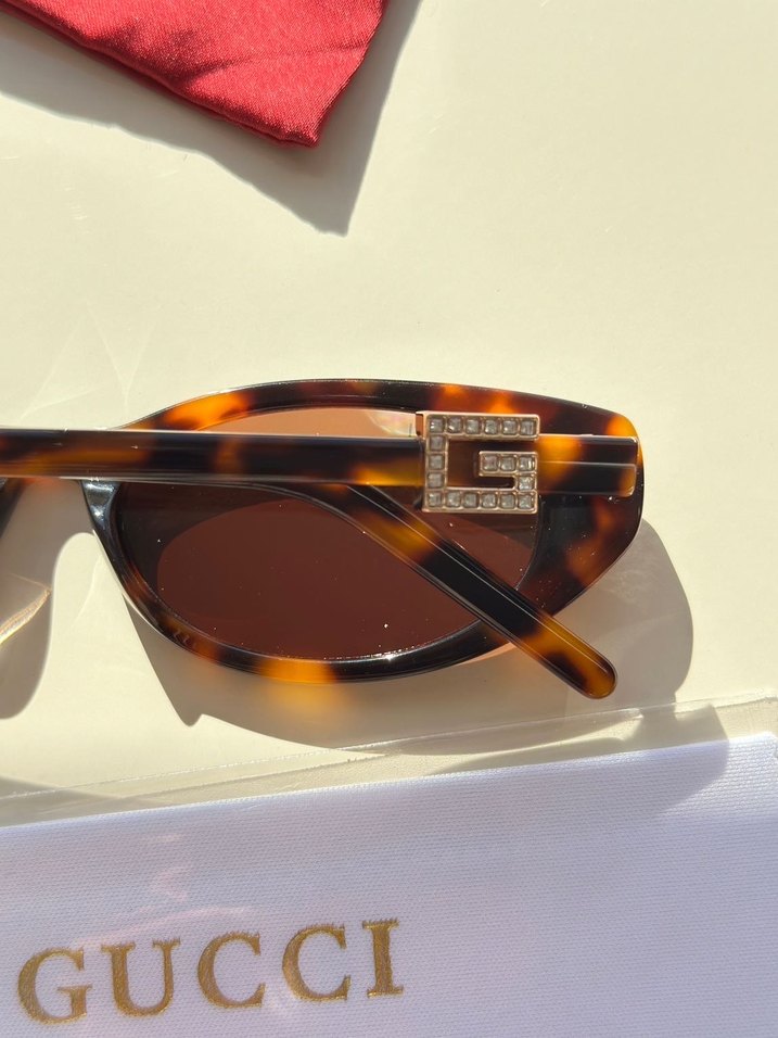 Gucci Parlak Kahverengi Kadın Güneş Gözlüğü - Görsel 5