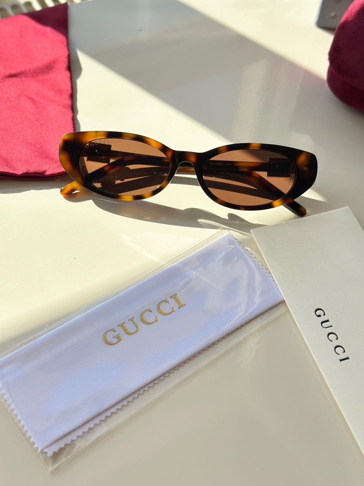 Gucci Parlak Kahverengi Kadın Güneş Gözlüğü - Görsel 3
