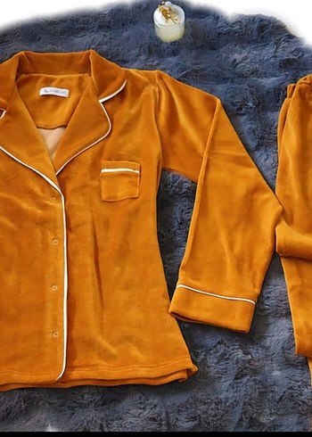 Penti Kadın Kahverengi Uzun Kollu Kadife Pijama Takımı