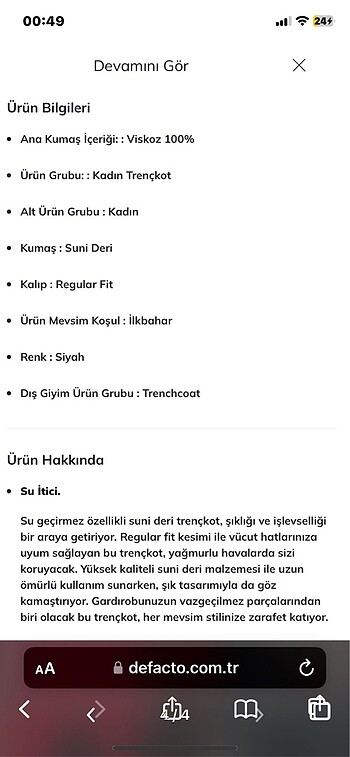 m Beden siyah Renk Defacto M beden