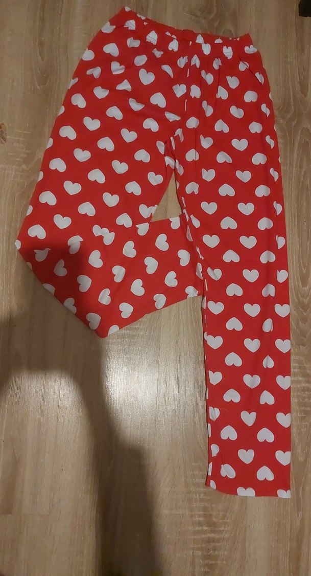 Kırmızı Kalp Desenli V Yaka  Bluz - Görsel 2