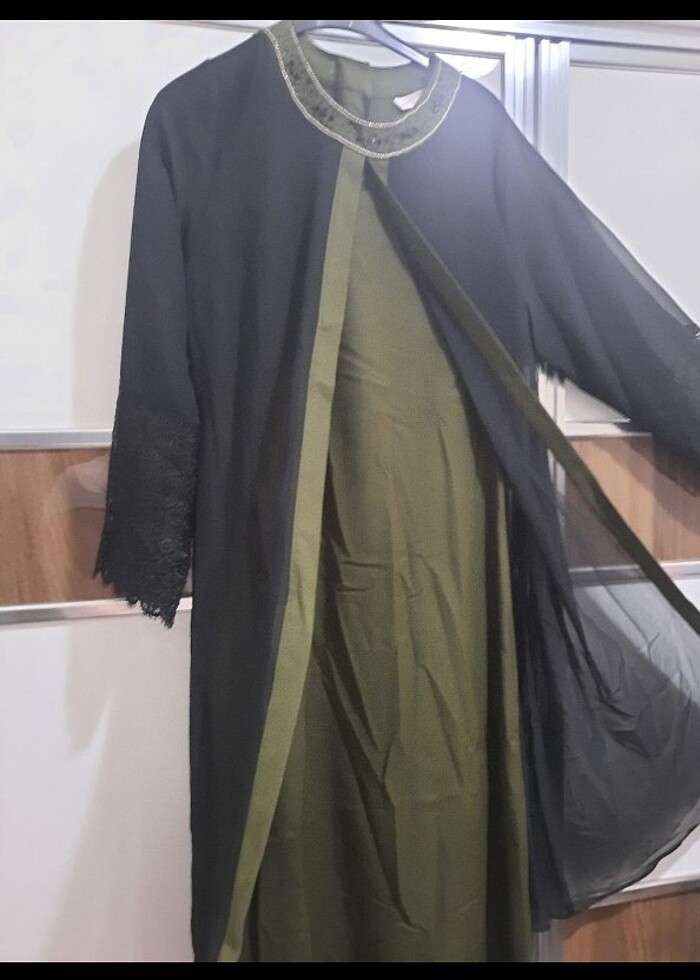 Haki Yeşil Uzun elbise - Görsel 4