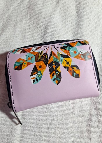 Bohem Tarzı Mor Baskılı Fermuarlı Cüzdan - Görsel 3