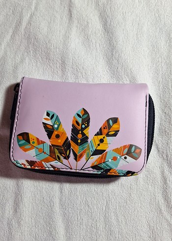 Bohem Tarzı Mor Baskılı Fermuarlı Cüzdan - Görsel 2