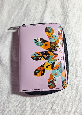 Bohem Tarzı Mor Baskılı Fermuarlı Cüzdan - Görsel 5