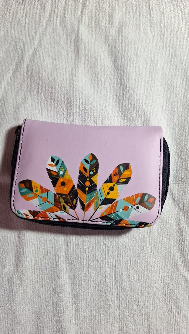 Bohem Tarzı Mor Baskılı Fermuarlı Cüzdan - Görsel 2