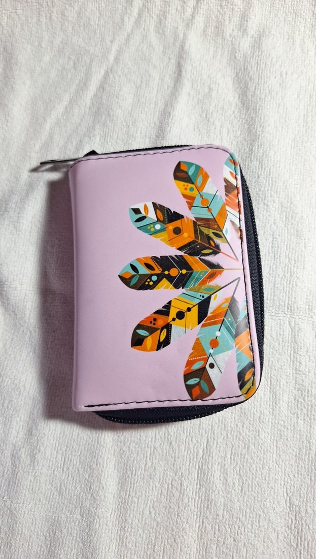 Bohem Tarzı Mor Baskılı Fermuarlı Cüzdan - Görsel 5