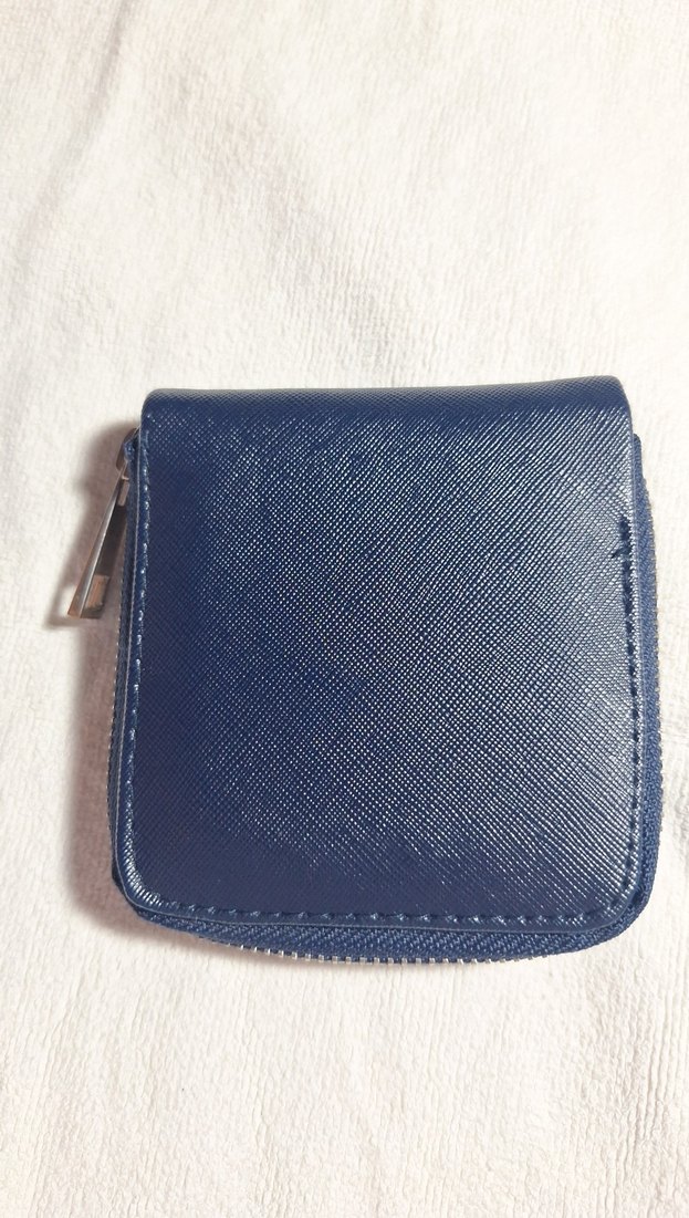 Mavi Deri Kadın Fermuarlı Cüzdan - Görsel 3