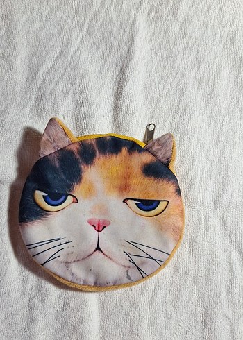 Renkli Kedi Yüzü Tasarımlı Kedi Aksesuarli cuzdan - Görsel 3