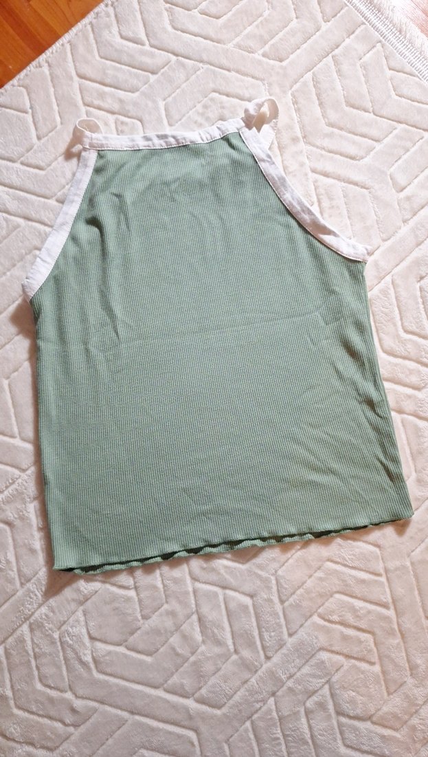 Yeşil Baskılı Straplez Pamuklu Atlet crop - Görsel 4