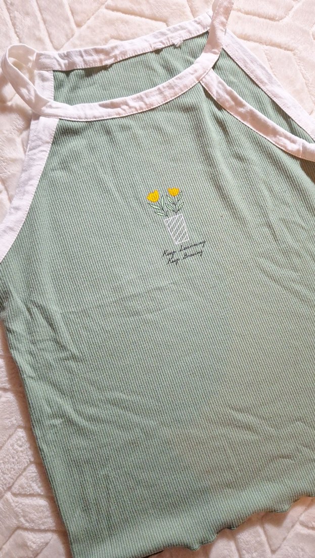 Yeşil Baskılı Straplez Pamuklu Atlet crop - Görsel 3