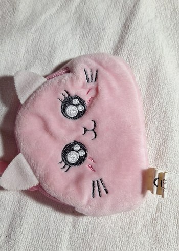 Pembe Kedi Figürlü Peluş Kedi Aksesuarı cuzdan - Görsel 2