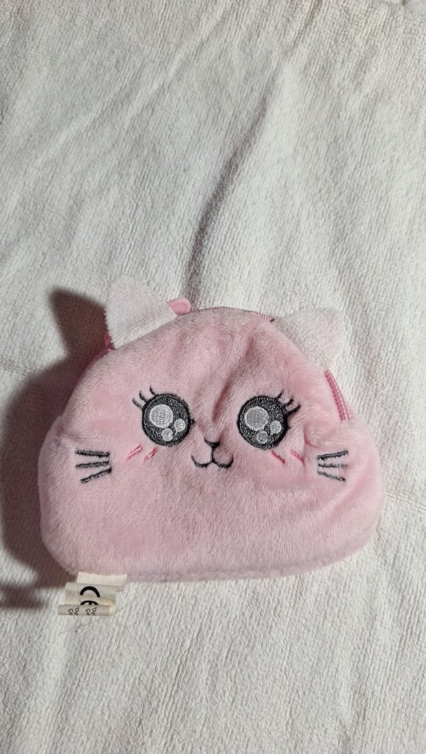 Pembe Kedi Figürlü Peluş Kedi Aksesuarı cuzdan - Görsel 4