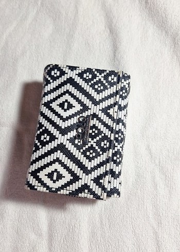 Nakışlı Beyaz Siyah Bohem Kadın Cüzdanı - Görsel 3