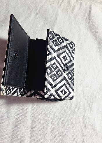 Nakışlı Beyaz Siyah Bohem Kadın Cüzdanı - Görsel 2