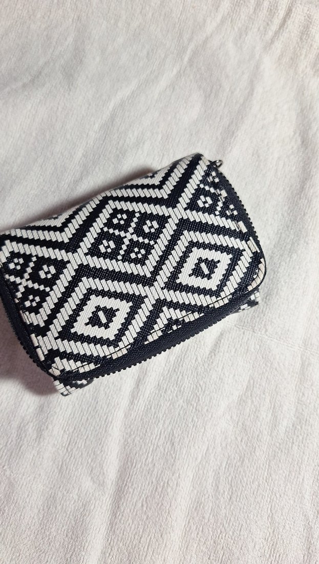 Nakışlı Beyaz Siyah Bohem Kadın Cüzdanı - Görsel 5