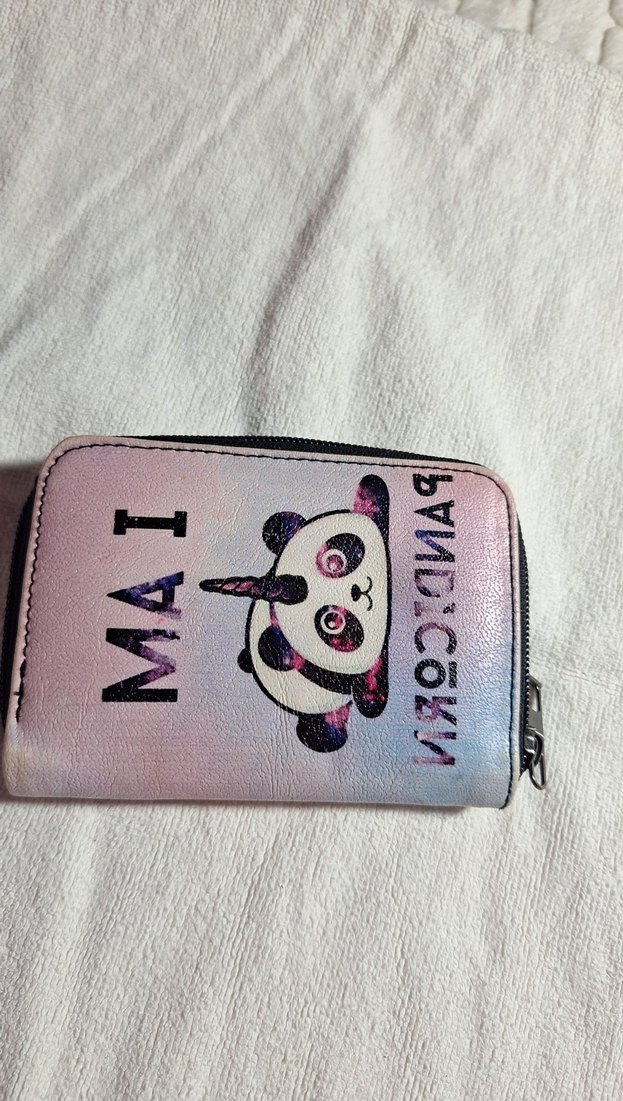 Pembe Baskılı Deri Fermuarlı Kadın Cüzdanı - Görsel 2