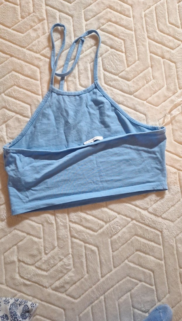 Mavi Baskılı Straplez Kadın Atlet - Görsel 3