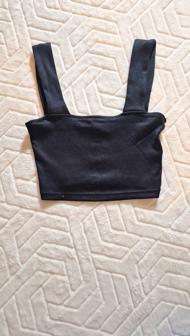 Siyah  Kadın Crop Top - Görsel 2