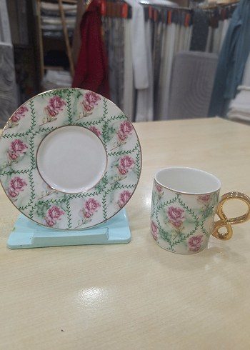 Pastel Renkli Desenli Porselen Fincan Seti - Görsel 2