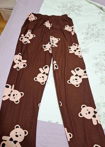 Kahverengi Ayıcık Desenli Rahat Kadın Pijama Altı - Görsel 3