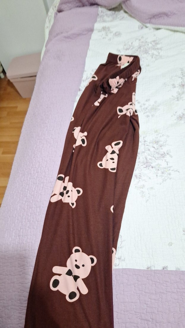 Kahverengi Ayıcık Desenli Rahat Kadın Pijama Altı - Görsel 2