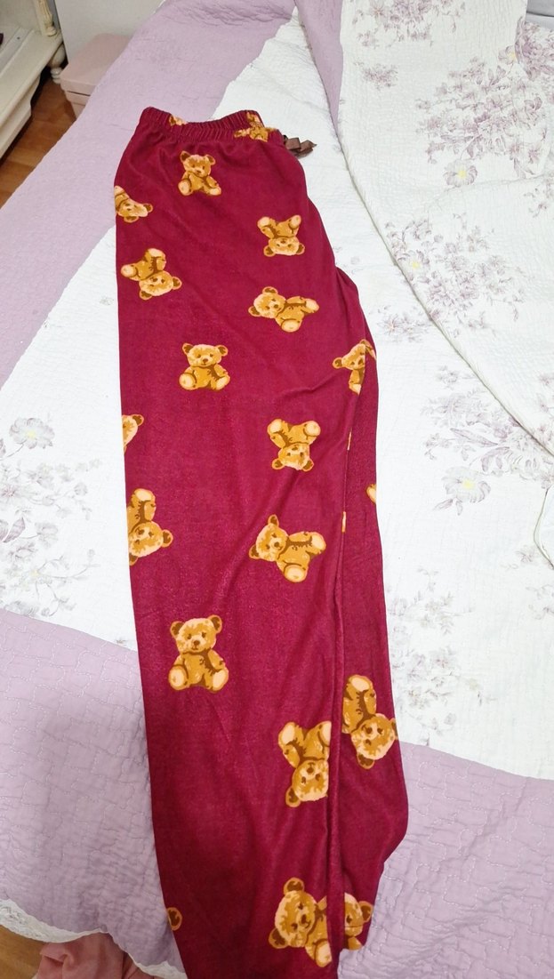 Bordo Desenli Rahat  Pijama Altı - Görsel 2