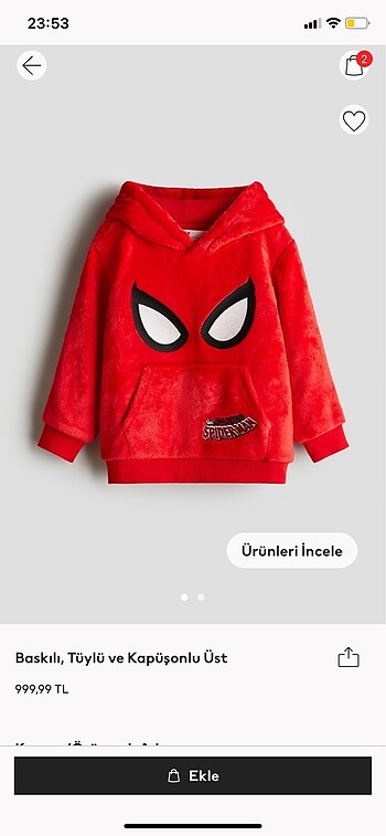 H&M 8-10 yaş yepyeni Spiderman üst