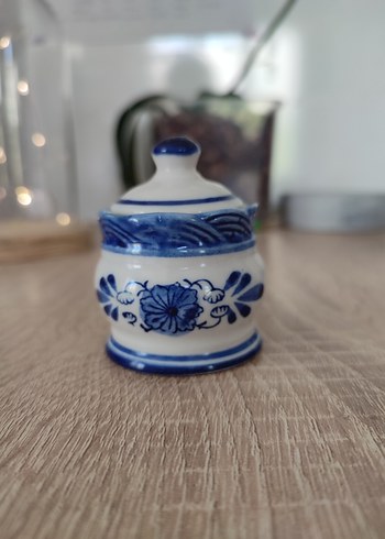 Mavi Çiçek Desenli Mini Vazo tekli