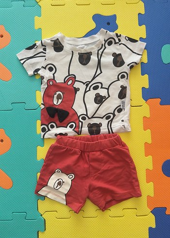 Gri Desenli Erkek Bebek Yazlık Takım - Görsel 2