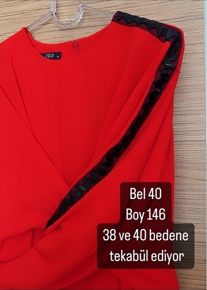 Kırmızı abiye elbise - Görsel 3