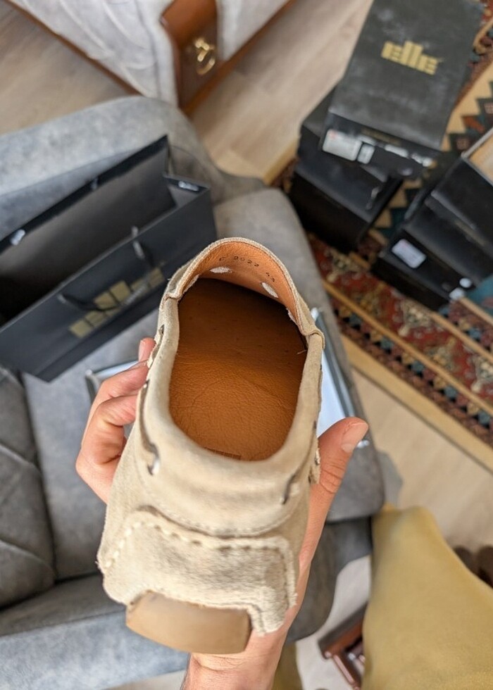 Elle HAKİKİ DERİ SÜET BEJ LOAFER  - Görsel 2