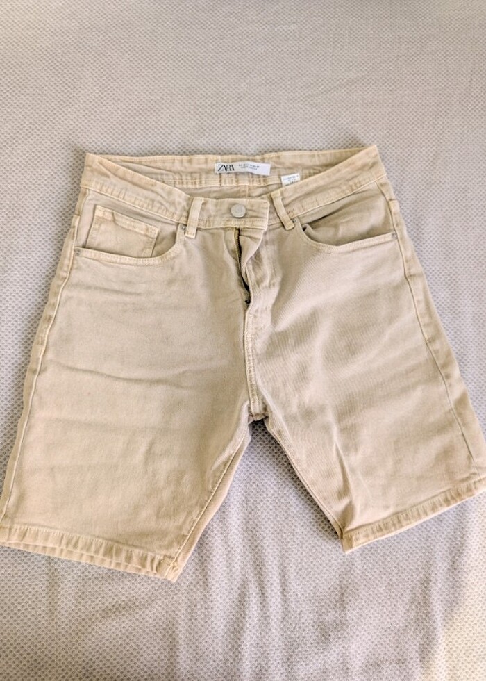Zara BEJ kot şort  - Görsel 2