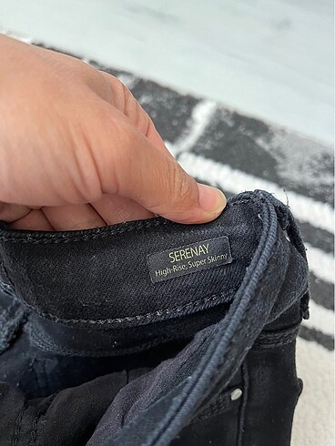 Mavi siyah yüksel bel jeans