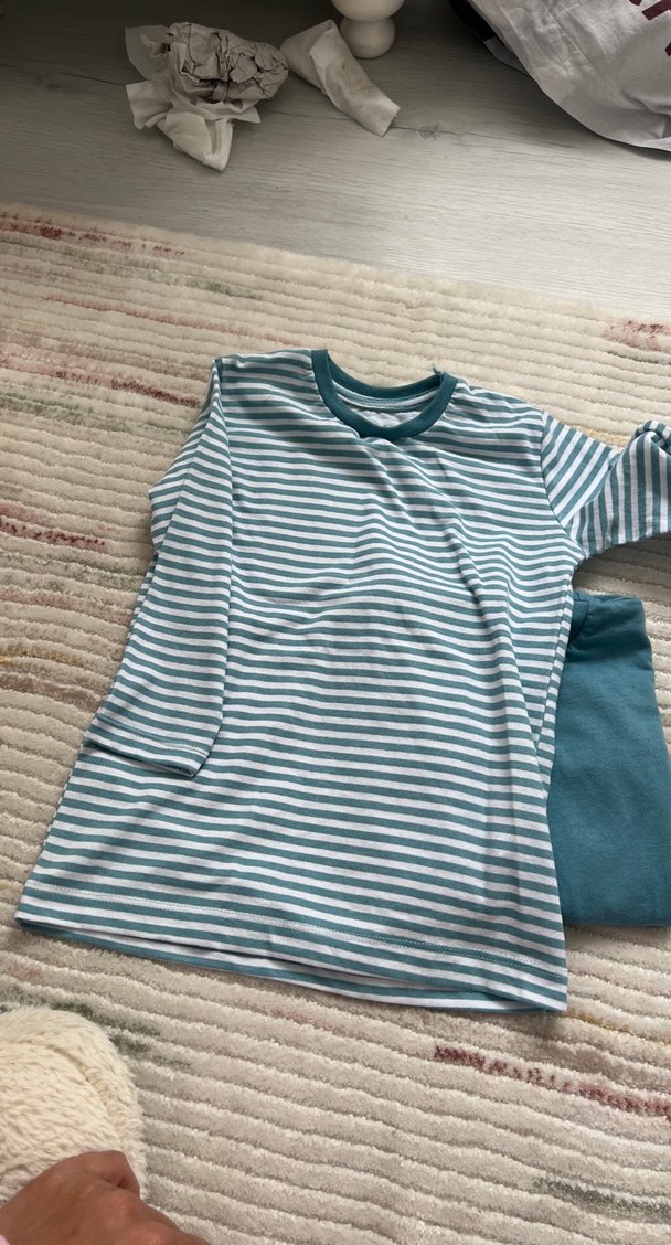 Çocuk için mavi ve çizgili içlik tişörtler - Görsel 3