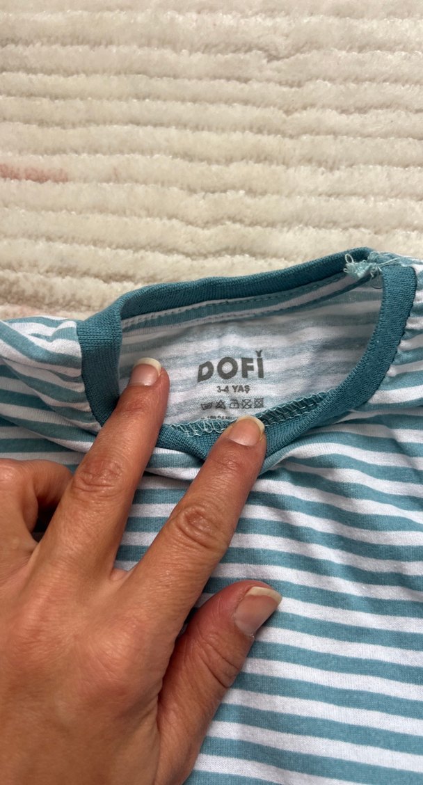 Çocuk için mavi ve çizgili içlik tişörtler - Görsel 2