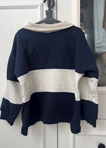 Erkek Çocuk Lacivert Gri Yaka Detaylı Sweatshirt - Görsel 3