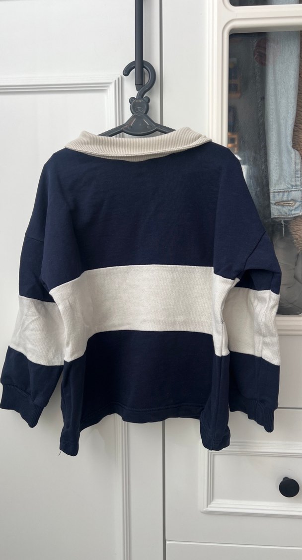 Erkek Çocuk Lacivert Gri Yaka Detaylı Sweatshirt - Görsel 3