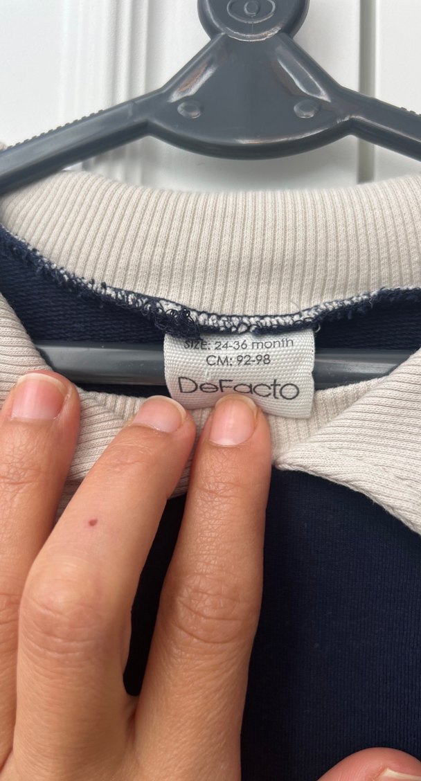 Erkek Çocuk Lacivert Gri Yaka Detaylı Sweatshirt - Görsel 2