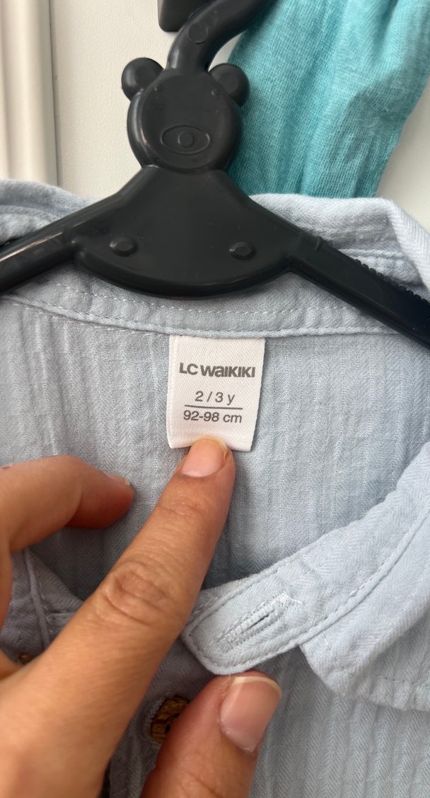 Erkek Çocuk Bebe Mavisi Uzun Kollu Keten Gömlek - Görsel 3