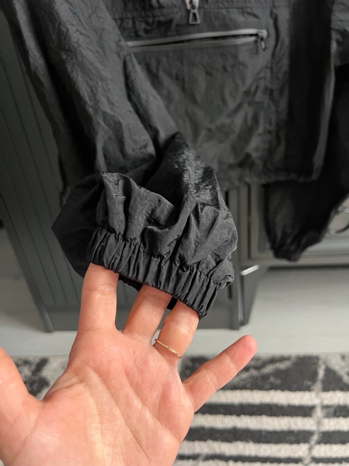 Kadın Siyah Fermuarlı Midi Ceket - Görsel 5