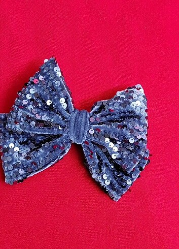 Gri kadife pullu fiyonk toka  - Görsel 3