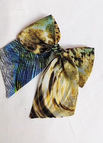 Desenli şifon fiyonk toka  - Görsel 3