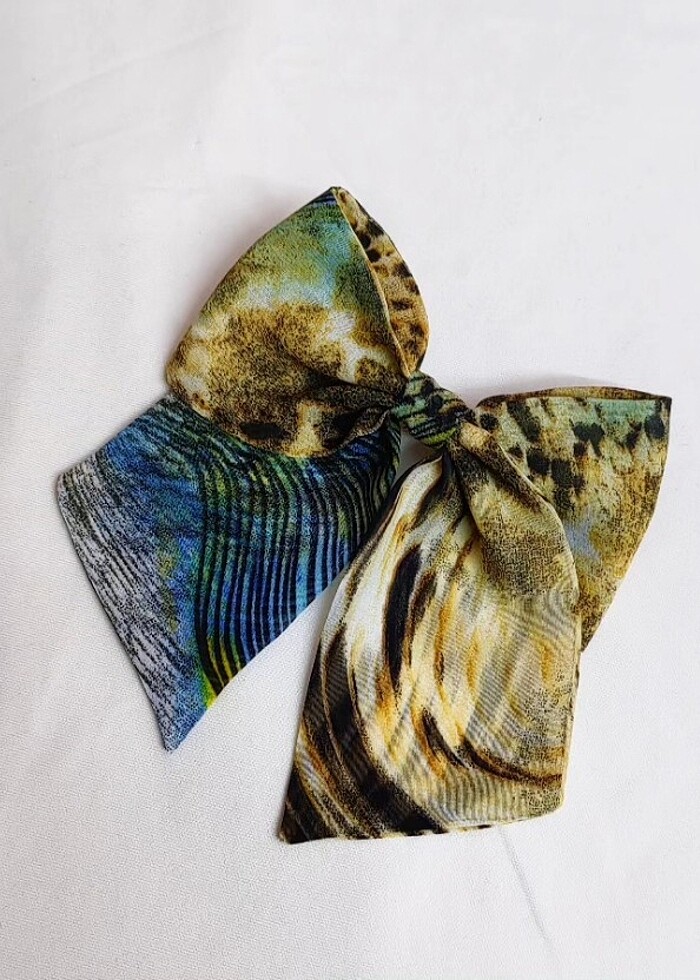 Desenli şifon fiyonk toka  - Görsel 2