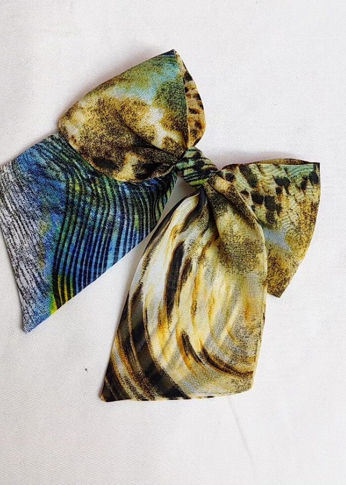 Desenli şifon fiyonk toka  - Görsel 3