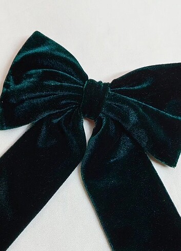 Yeşil kadife fiyonk toka - Görsel 2